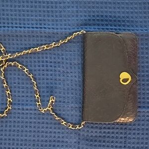 Vintage black leather shoulder/crossbody mini bag